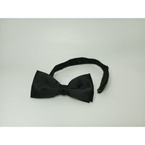 1980s 1990s Silky Black  Classy Clip Around Neck Adjustable Bow Tie Textured